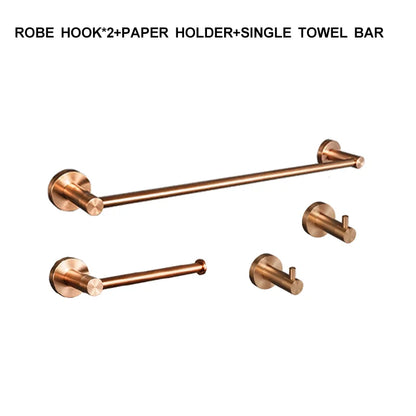 Brushed Rose Gold Stainless Steel Wall-mounted Elegant Bathroom Set Paper Towel Stick Toilet Bathroom Robe Soap Soap Dishwasher