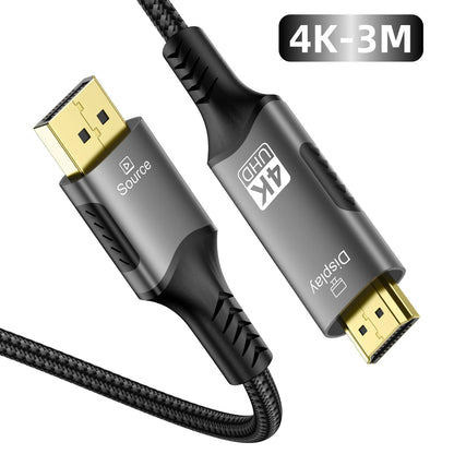 DisplayPort 1.4 to HDMI 2.1 Braided Cord 8K Cable Video Adapter [8K@60Hz,4K@120Hz] Directional DP Source to HDMI Display