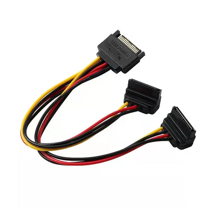 15PIN SATA Line 1 In 2 Outlet Cable Splitter Elbow Cord PC Hard Drive Serial Port Power Supply Wire SATA Plug Adapter Extender