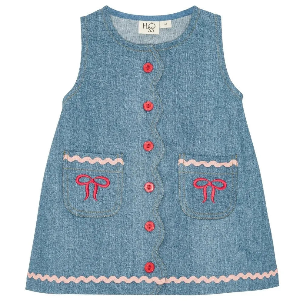 Kids Girls Clothes 25AW New Toddler Cute Bow Strawberry Printed Dresses Denim Vest Dress Jeans Children Clothing