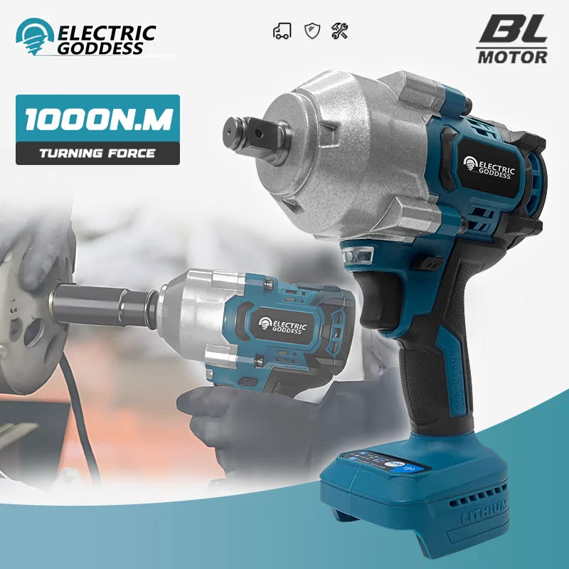 Electric Goddess 1000N.M Cordless Electric Impact Wrench Brushless Wrench Hand Drill Socket Tools For Makita 18V Battery ﻿Pin