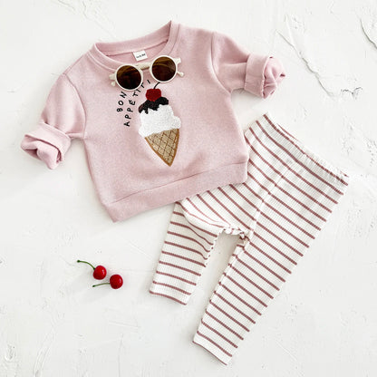 2025 Toddler Girl Clothes Infant Outfit Sets Autumn Long Sleeve 2Pcs Pink Baby Kids Children Clothes Spring Top Pants Sweatshirt