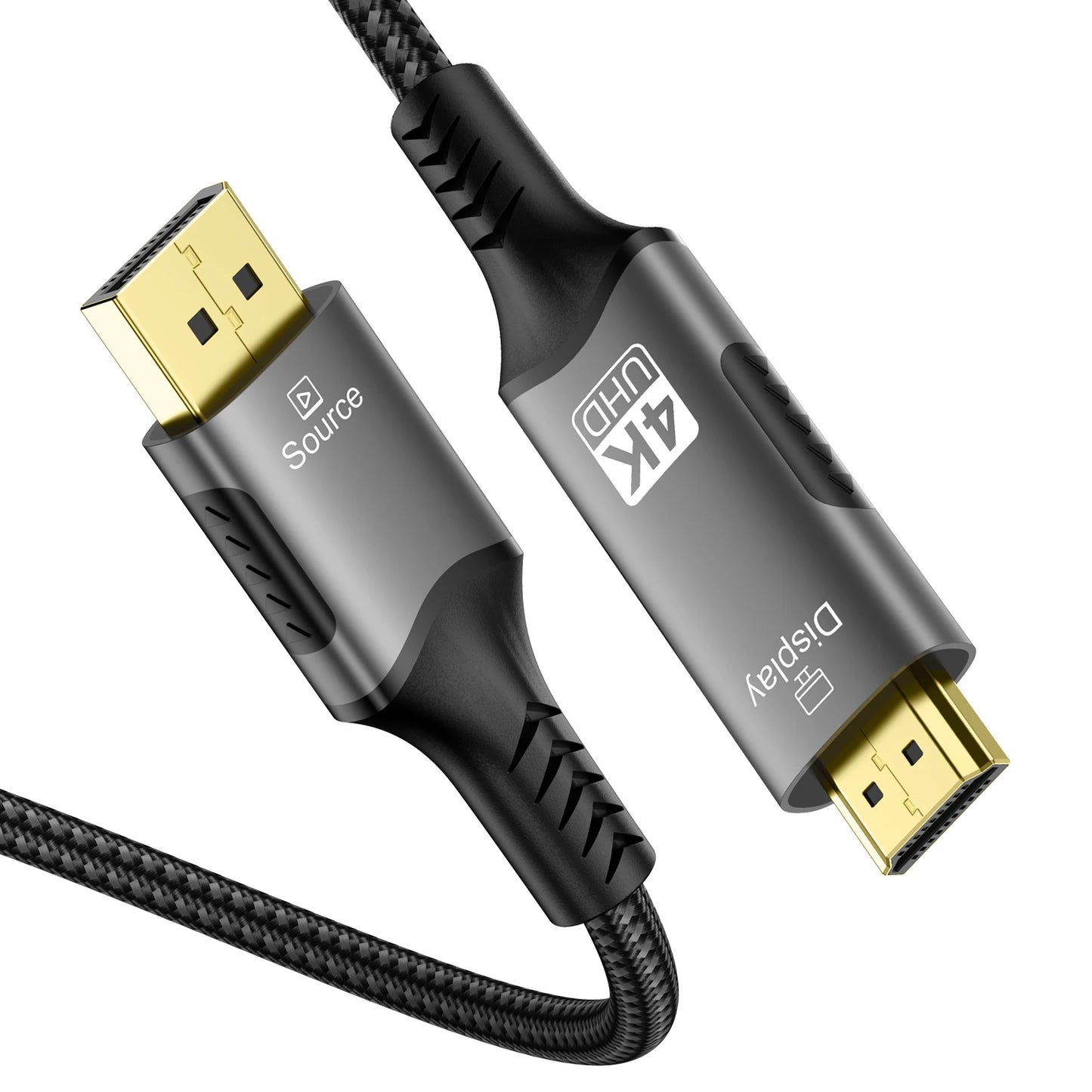 DisplayPort 1.4 to HDMI 2.1 Braided Cord 8K Cable Video Adapter [8K@60Hz,4K@120Hz] Directional DP Source to HDMI Display