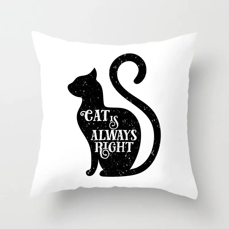 Home Decoration Black Cat Animal Print Cushion Pillowcase  Cover Sofa   Office Furnishing 45X45CM