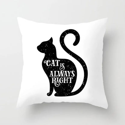 Home Decoration Black Cat Animal Print Cushion Pillowcase  Cover Sofa   Office Furnishing 45X45CM