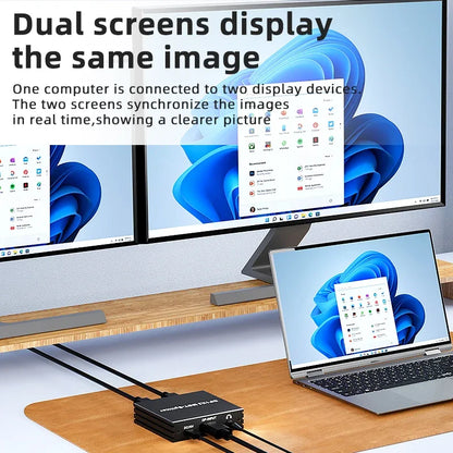4K 60Hz DisplayPort Splitter 1 In 2 Out DP 1.4 MST Hub 1x2 Extend DP to HDMI Dual Monitor for Desktop Video Card to TV Monitor