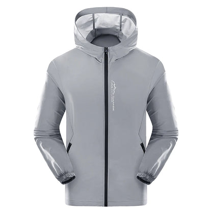 Summer Outdoor Reflective Coats Quick Dry Sun-Protective Thin Jacket Men Hiking Fishing Cycling Hooded Gym Sport Windbreaker