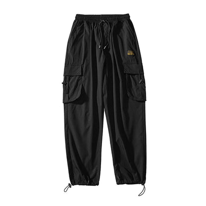 Men's Cargo Pants Casual Hip Hop Hit Color Multiple Pockets Trousers Streetwear Ribbons Techwear Sweatpants Boys