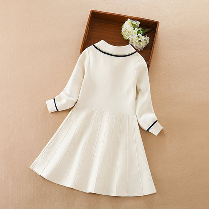 Children Girls Knitted Dresses 2024 New Warm Sweater Dress Kids Clothing Long Sleeve Casual Dress Baby Girls Princess Dress