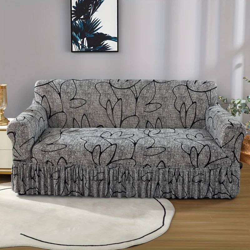 1/2/3/4 Seater Printed Sofa Skirt Cover Elastic Armchair Couch Covers for Living Room Furniture Protector