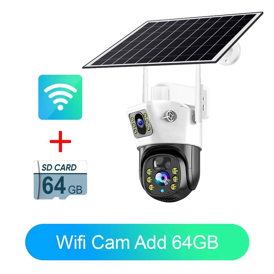 WIFI Security Protection Camera 4K Dual Lens Outdoor PTZ CCTV PIR Human Detection Wireless Surveillance Cam Built-in Battery