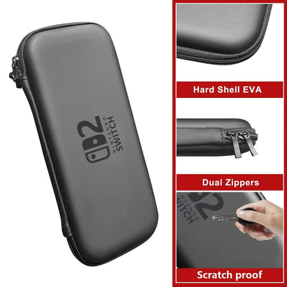 Slim Travel Carrying Case For Switch 2 Accessories, Waterproof EVA Hard Shell Protective Storage Hand Bag NS2