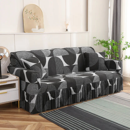 1/2/3/4 Seater Printed Sofa Skirt Cover Elastic Armchair Couch Covers for Living Room Furniture Protector