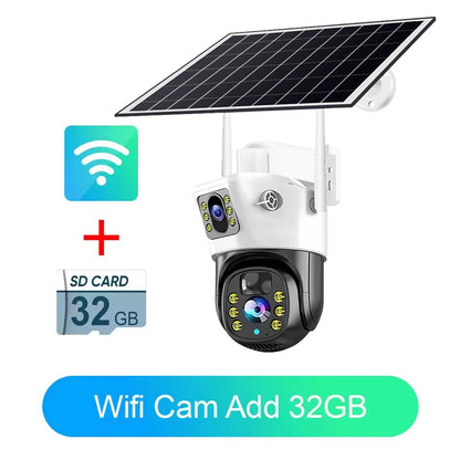 WIFI Security Protection Camera 4K Dual Lens Outdoor PTZ CCTV PIR Human Detection Wireless Surveillance Cam Built-in Battery