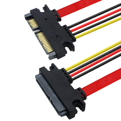 Red 0.3M 0.5M 7+15 22Pin SATA Extension Cable Male To Female 22 Pin Serial ATA Data Power Cord for 2.5 3.5 Inch HDD SSD