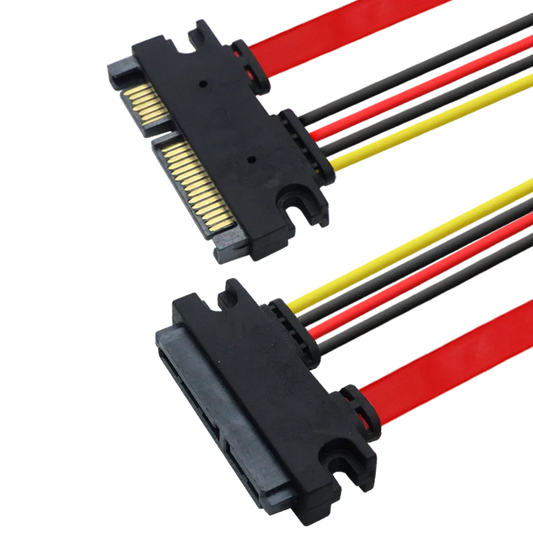 Red 0.3M 0.5M 7+15 22Pin SATA Extension Cable Male To Female 22 Pin Serial ATA Data Power Cord for 2.5 3.5 Inch HDD SSD