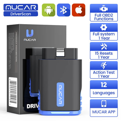 MUCAR DriverScan Auto OBD2 Scanner Actuator Test OIL ABS Brake DPF 15 Resets Full System TCM AirBag Car Diagnostics Tools