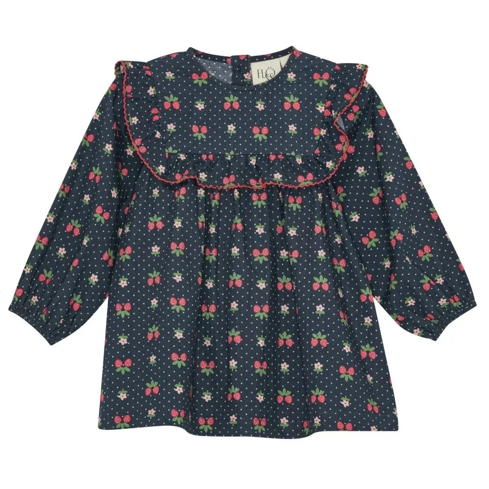 Kids Girls Clothes 25AW New Toddler Cute Bow Strawberry Printed Dresses Denim Vest Dress Jeans Children Clothing