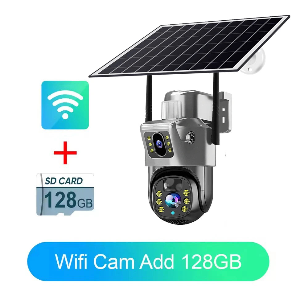 WIFI Security Protection Camera 4K Dual Lens Outdoor PTZ CCTV PIR Human Detection Wireless Surveillance Cam Built-in Battery