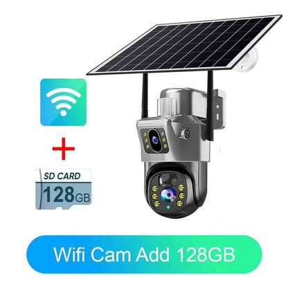 WIFI Security Protection Camera 4K Dual Lens Outdoor PTZ CCTV PIR Human Detection Wireless Surveillance Cam Built-in Battery