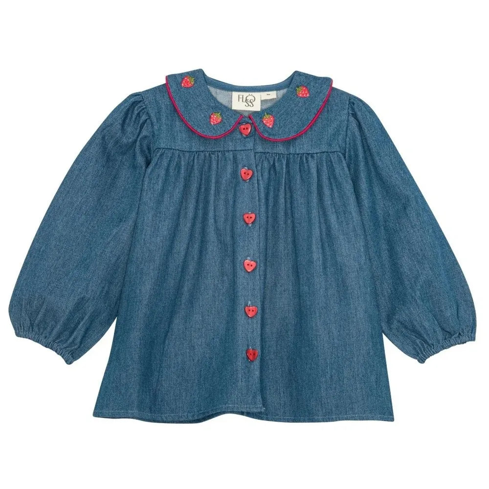 Kids Girls Clothes 25AW New Toddler Cute Bow Strawberry Printed Dresses Denim Vest Dress Jeans Children Clothing