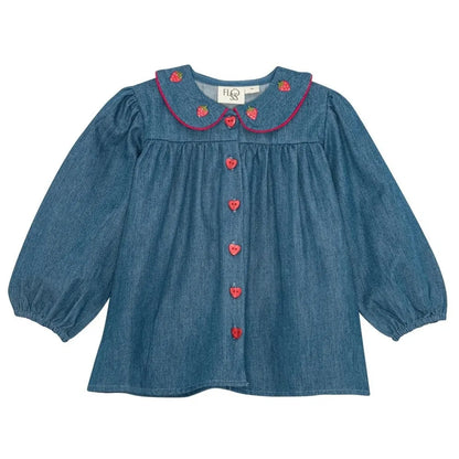 Kids Girls Clothes 25AW New Toddler Cute Bow Strawberry Printed Dresses Denim Vest Dress Jeans Children Clothing