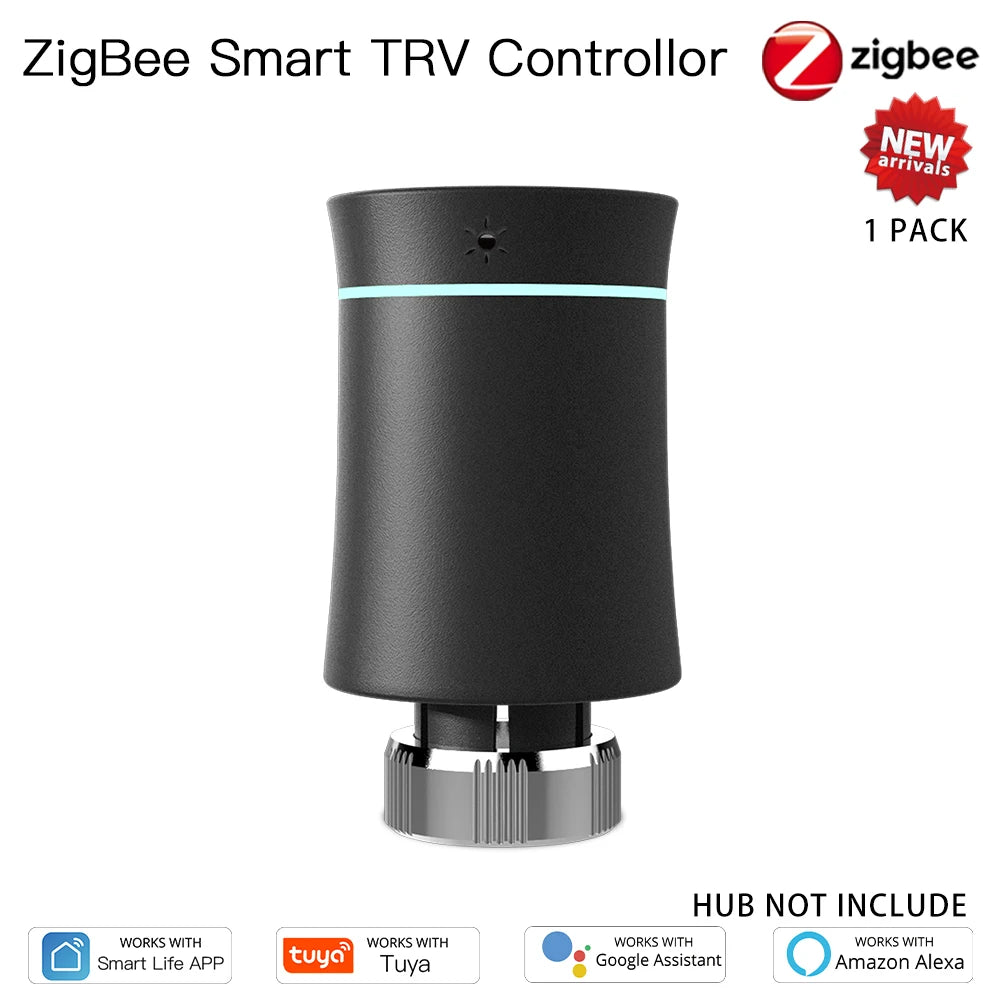 MOES Tuya ZigBee3.0 New Radiator Actuator Valve Smart Programmable Thermostat Temperature Heater TRV  Alexa Voice Control