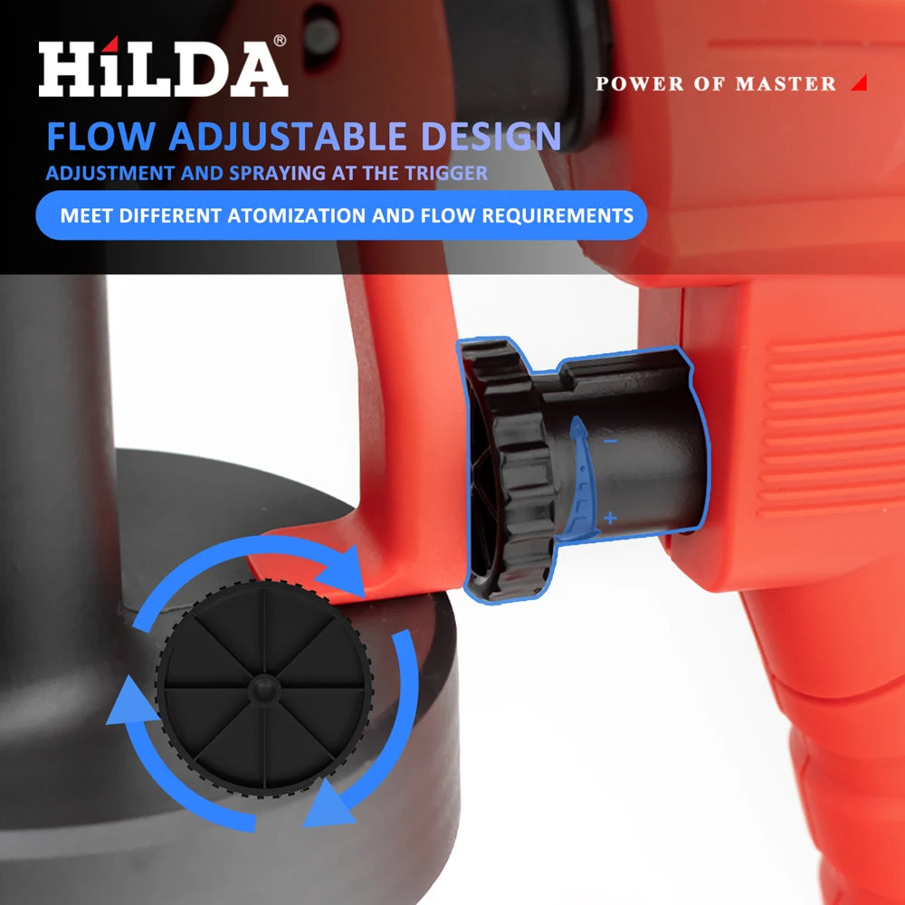 HILDA 800ML Electric Spray Gun Paint Sprayer High Power Tool Spray Truck Household Red Electric Spray Gun
