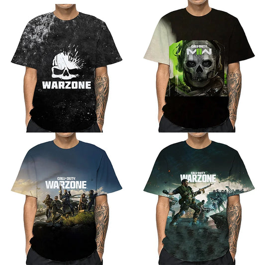 New Call of Duty Warzone Men's Vintage T-Shirt Plus-Size Hip-Hop Personality Designed Short-Sleeved Daily Casual Clothing