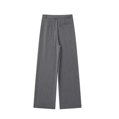 MUJER 2025 Women's Pants Beige Grey Black Wide Leg Pants Women High Waist Baggy Pants Woman Fashion Summer Office Trousers