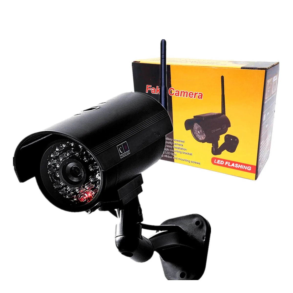 Dummy camera cctv video surveillance cameras w/ wifi antenna infared IR LED flashing battery powered security fake camera