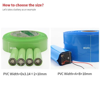 1 Meter Clear 18650 Lipo Battery PVC Heat Shrink Tube Pack 45mm ~ 500mm Width Insulated Film Wrap lithium Case Cable Sleeve Blue