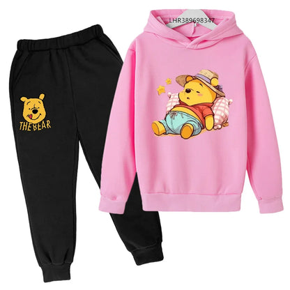 Ropa para niños Little Bear Otoño Invierno edad 3-12 niños niñas abrigo niños Sudadera con capucha + Pantalones conjunto negro