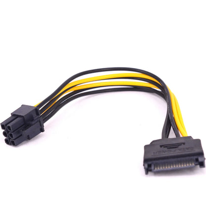 15pin Male SATA Power To 6pin Male PCI Express Adapter Cable For Video GPU Card 15 pin SATA Power Supply Cable Miner Mining