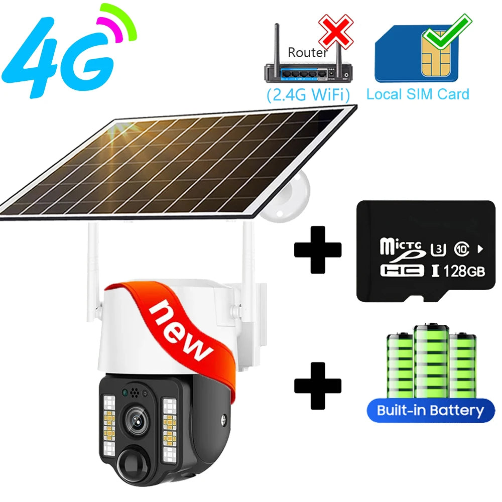 Security-protection Camara Vigilancia Wifi Solar Cameras de de Segurid 4g Exterior Outdoor 5MP Smart Home Surveillance IP CCTV