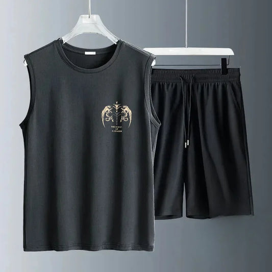 Men's suit gym fitness clothing vest sleeveless man canotte bodybuilding ropa hombre man clothes wear Angel Wings Graffiti Knit