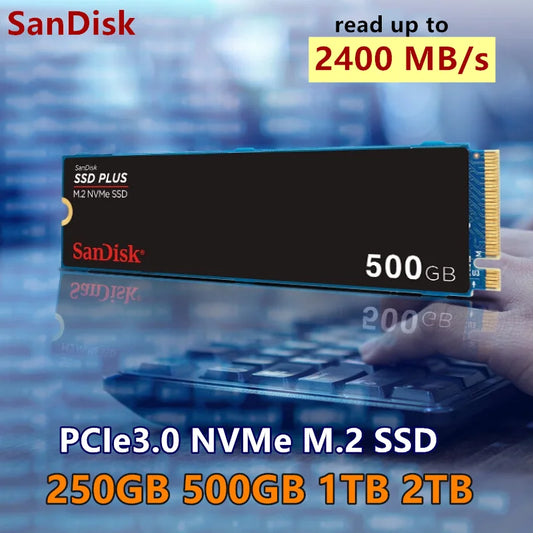 SanDisk SSD SDSSDA3N Plus 250GB 500GB 1TB 2TB M.2 NVMe SSD PCIE Gen 3.0 Internal Solid State Drive