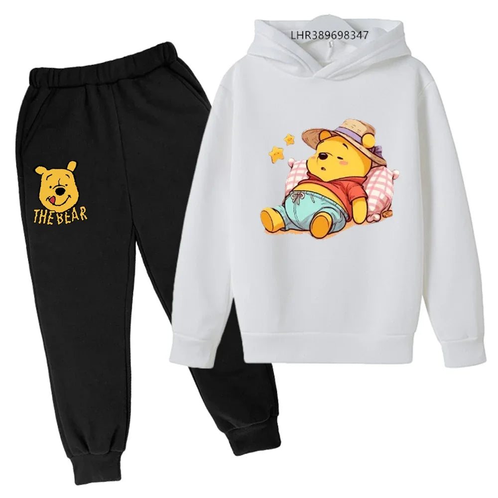 Ropa para niños Little Bear Otoño Invierno edad 3-12 niños niñas abrigo niños Sudadera con capucha + Pantalones conjunto negro