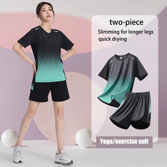 Sports set women's summer badminton clothes ping-pong dry clothes short sleeve shorts running fitness clothes