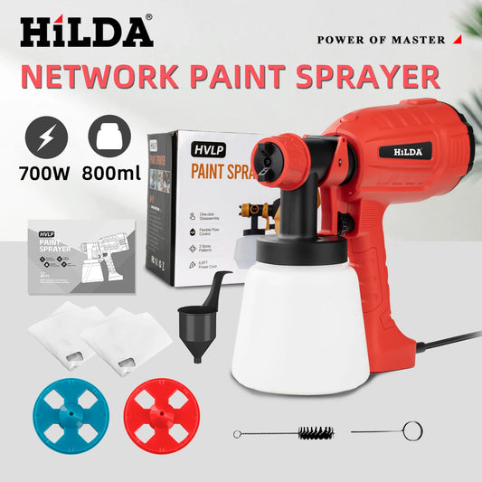 HILDA 800ML Electric Spray Gun Paint Sprayer High Power Tool Spray Truck Household Red Electric Spray Gun