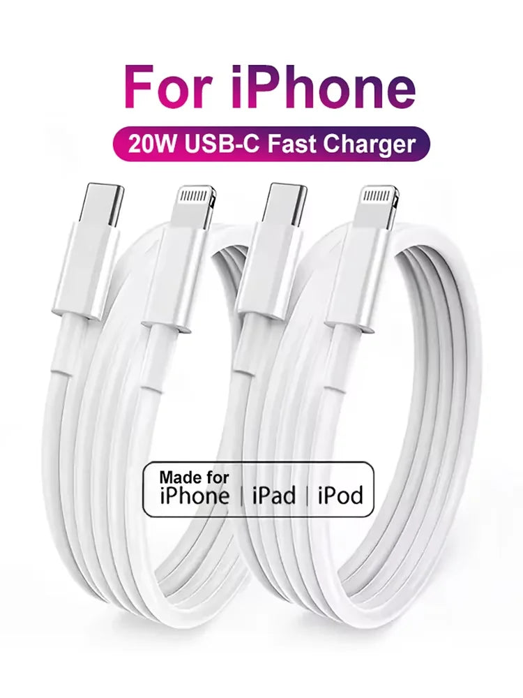 1-2PCS Original 20W PD USB Type C to Lighting Fast Charger Cable For Apple iPhone 14 13 12 11 Pro Max X XR 8 iPad Data Sync Line