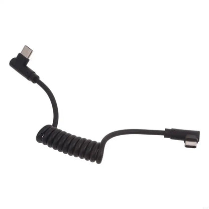 Fast Charging Type C to Type C Coiled Cable 90 Degree Right Angle Designs Cable 20-50cm Durable for Smartphones & More