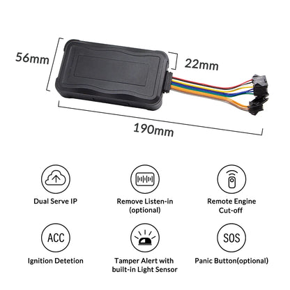 GPS Tracker Vehicle GPS Tracking Device for Car Motorcycle Mini GPS GSM ACC Alerts with Free Tracking APP Web with Relay SOS Mic