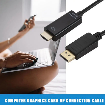 DisplayPort to HDMI-Compatible Cable 4K DP to HDMI Adapter Display Port Video Audio Converter for PC HDTV Projector Audio Cable
