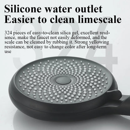 Shower Head 3 Mode Rainfall ABS Round High Pressure Turbo Spray Nozzle Adjustable Black Eco Shower Bathroom Accessories FR102