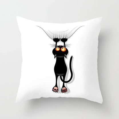 Home Decoration Black Cat Animal Print Cushion Pillowcase  Cover Sofa   Office Furnishing 45X45CM