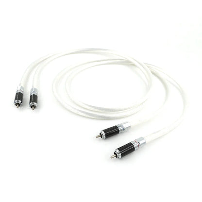 HiFi RCA Audio Cable 12 Strands  OCC Silver Plated Wire With Locking Carbon Fiber RCA Plug Cable HiFi 2RCA to 2RCA Cable