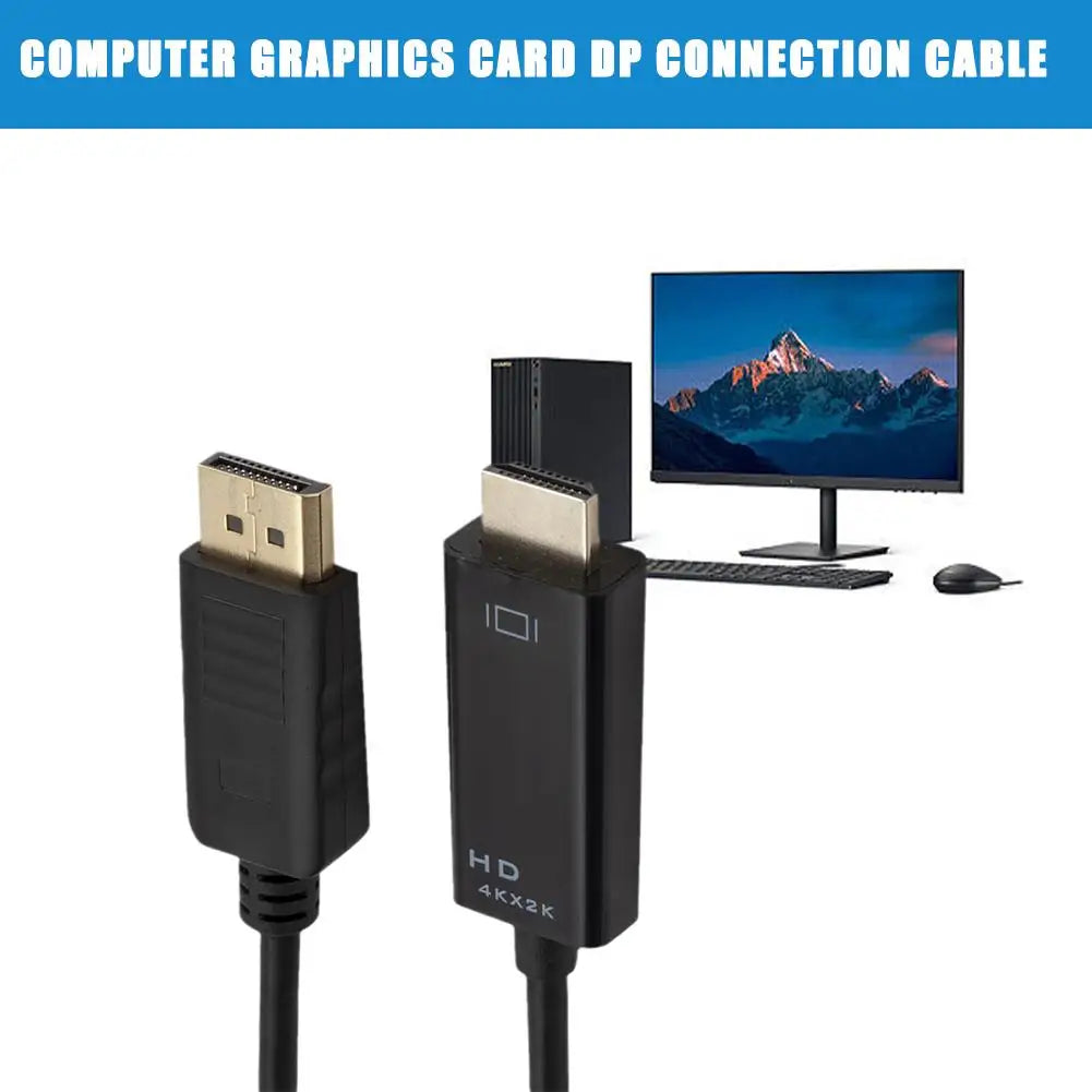 DisplayPort to HDMI-Compatible Cable 4K DP to HDMI Adapter Display Port Video Audio Converter for PC HDTV Projector Audio Cable