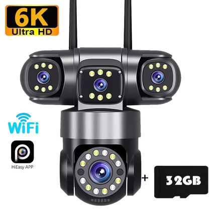 10K 20MP Home Security Outdoor WiFi Camera 4 Lens 4 Screen 360° 16X Zoom CCTV Wireless Surveillance PTZ Cam Security Protection