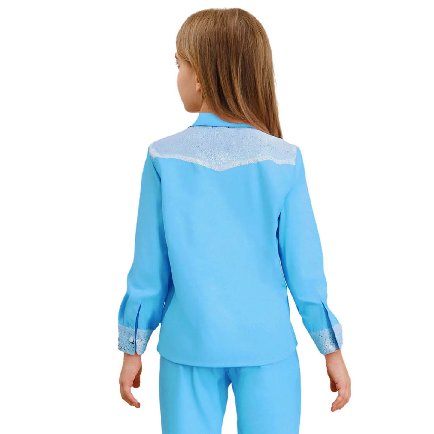 Children Clothes Kid Girls Sequins Fringe Shirt Lapel Long Sleeves Button-down Shirts Western Cowgirl Dress Up Halloween Costume